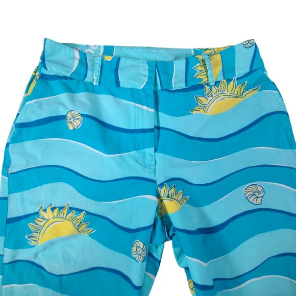 Lily Pulitzer Cropped Pants Girls 10 (28x23) Beach Blue Summer Ocean - Picture 4 of 11